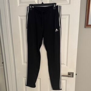Adidas Black Joggers with White Stripes